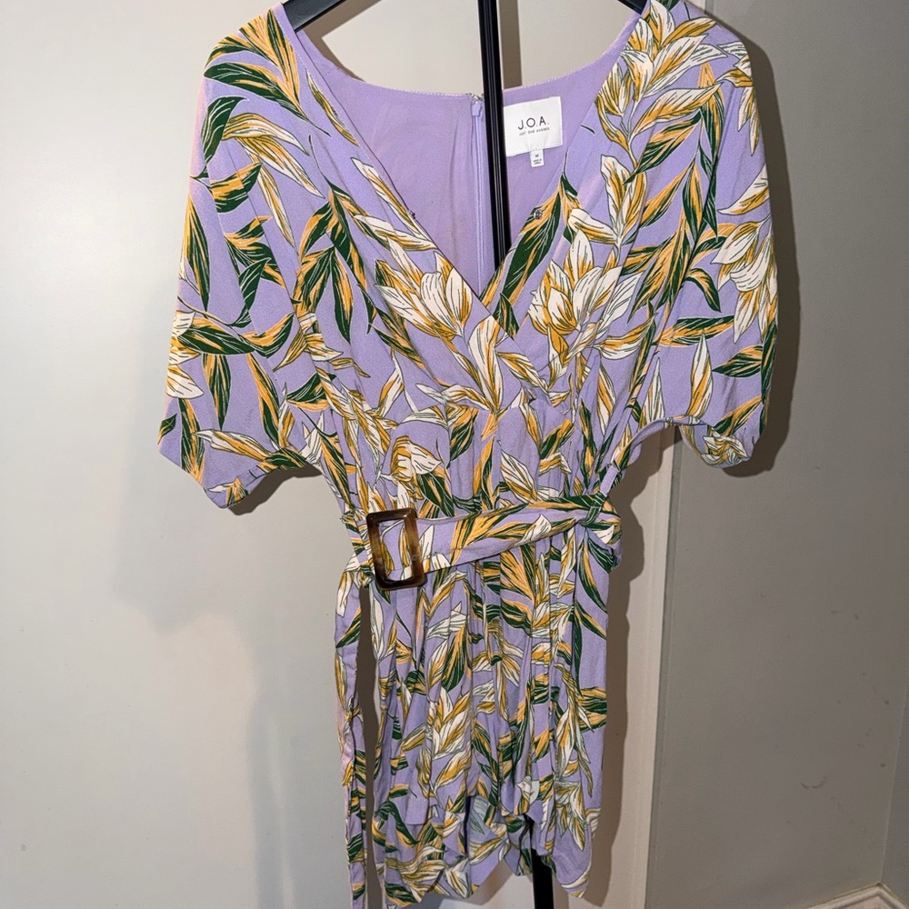 J.O.A. Lavender Floral Wrap Mini Dress with Belt